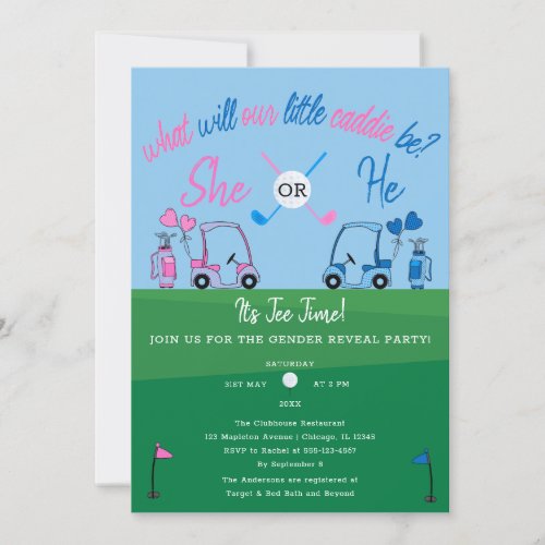 Golf  What Will Our Little Caddie Be Gender Reveal Invitation