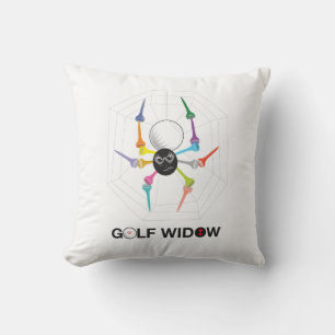 Golf Widow Black Widow Spider Tees Throw Pillow