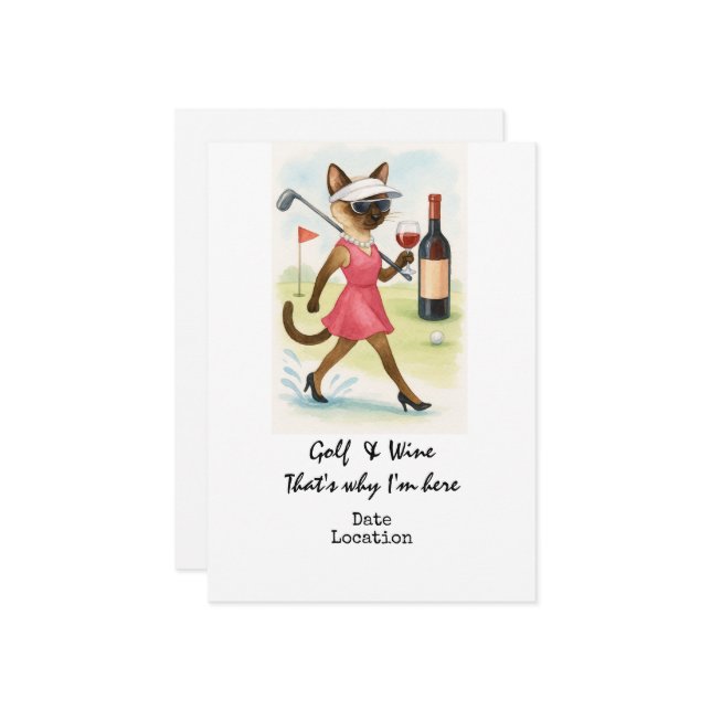 Golf Wine Tasting Event Invitation  (Front/Back In Situ)