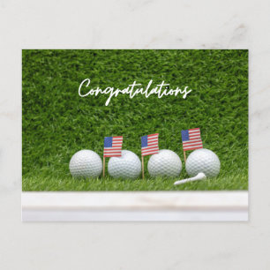 Golf with flag of American Congratulations  Postcard