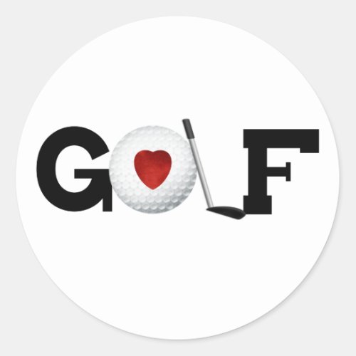 Golf with Golf Ball Classic Round Sticker