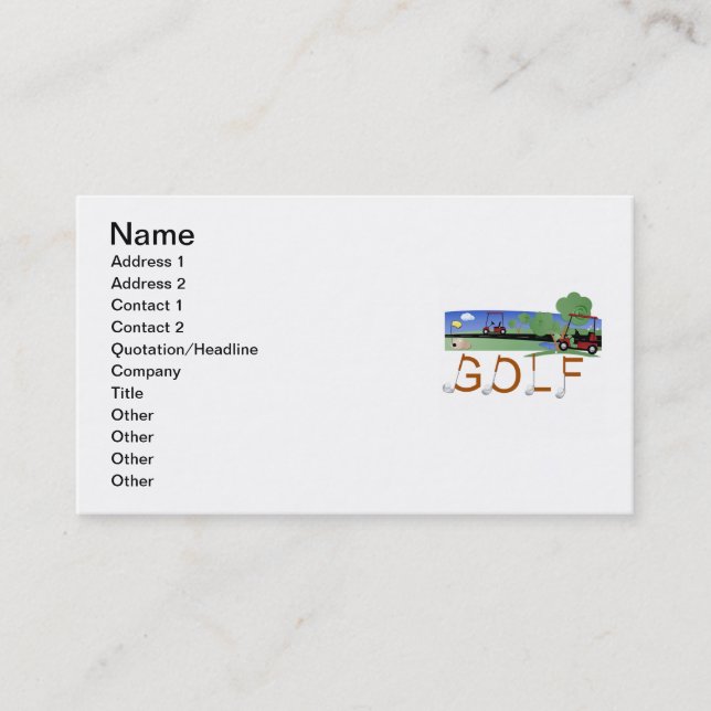 Golf With Golf Carts Tshirts and Gifts Business Card (Front)