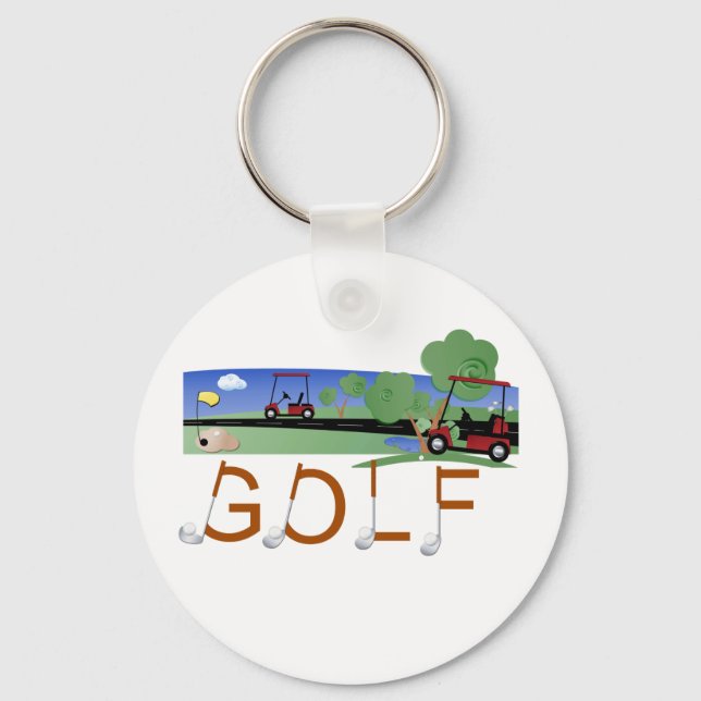 Golf With Golf Carts Tshirts and Gifts Keychain (Front)