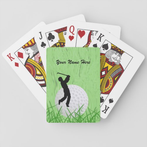 Golf with Golfer and Ball in grass Personalize Playing Cards
