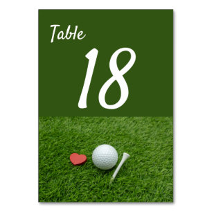 Golf with love on green grass table number
