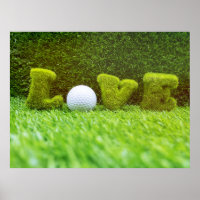 Golf with love on green grass with golf ball poster