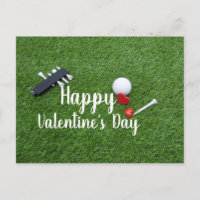 Golf with love on green Happy Valentine's Day Card