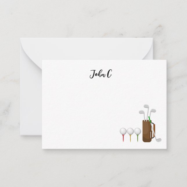 Golf with Name Cart golfer club ion ball  Note Card (Front)