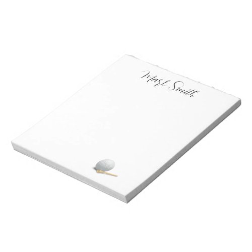 Golf with Name for golfer with golf ball and tee   Notepad