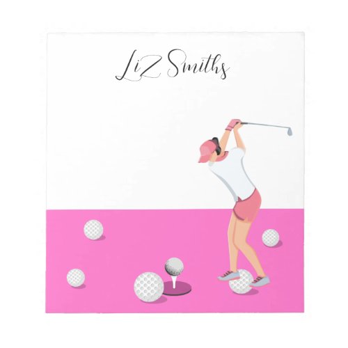 Golf with Name for golfer woman Pink theme Notepad