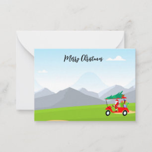 Golf with Name Merry Christmas Santa Claus Note Card