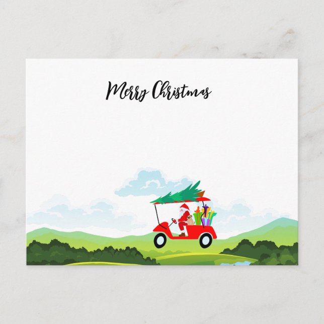 Golf with Name Merry Christmas Santa Claus  Postcard (Front)