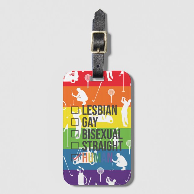 Golf with Pride: Rainbow  Luggage Tag (Front Vertical)