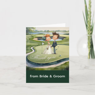 Golf with text on golf course watercolor style thank you card