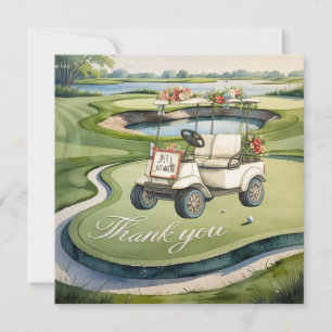 Golf with text on golf course wedding thank you card