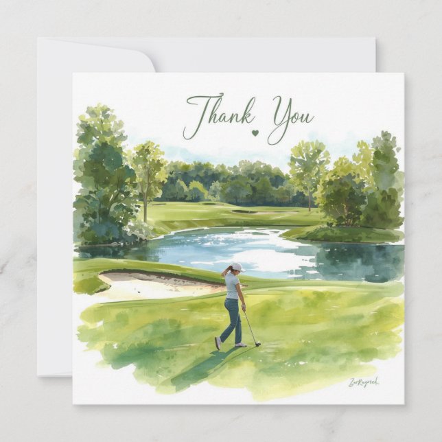 Golf Woman golfer is golfing in golf course  Card (Front)