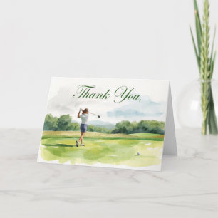 Golf Woman golfer is golfing in golf course Card