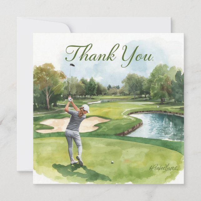 Golf Woman golfer is golfing in golf course  Card (Front)