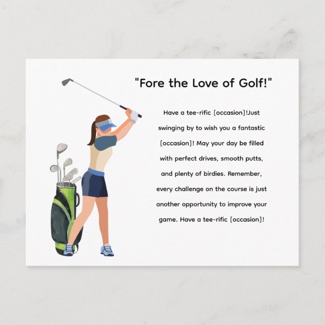 Golf Woman Golfer is Golfing Postcard (Front)