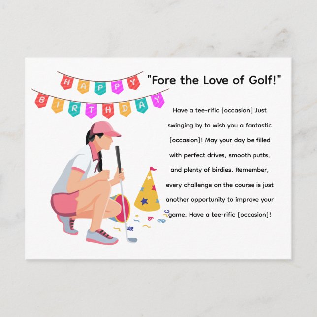 Golf Woman Golfer is Golfing Postcard (Front)