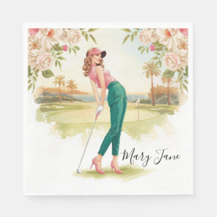 Golf Woman golfer on golf course Napkins