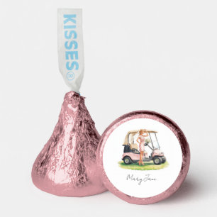 Golf woman golfer & pink cart Bachelorette party Hershey®'s Kisses®