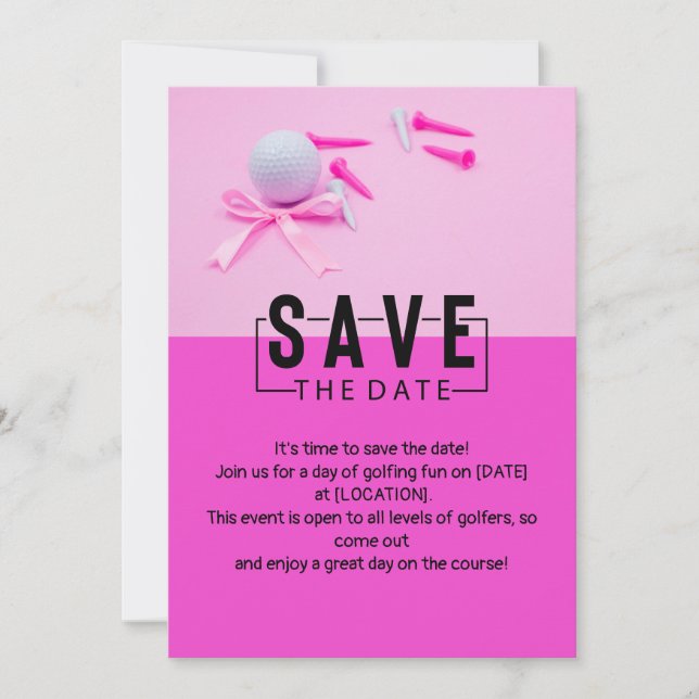 Golf Woman golfer save the date pink theme Invitation (Front)