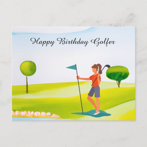 Golf woman is playing golf  Birthday golfer Card
