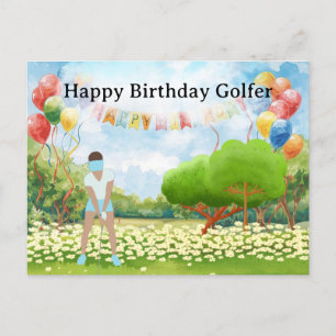 Golf woman is playing golf Birthday golfer Card