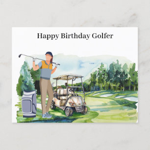 Golf woman is playing golf Birthday golfer Card
