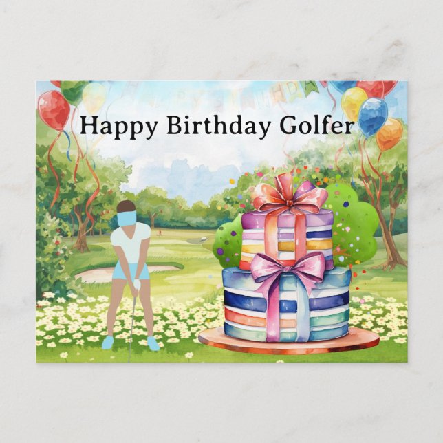 Golf woman is playing golf  Birthday golfer Card (Front)