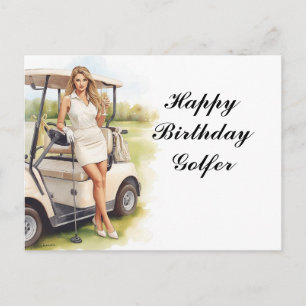 Golf woman is playing golf Birthday golfer Card