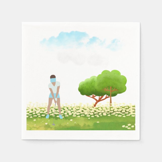 Golf woman is playing golf  napkins (Front)