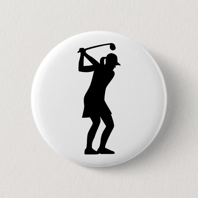Golf woman pinback button (Front)