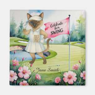 Golf Woman Tournament for Siamese Cat Golfer Magnet