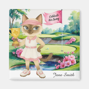 Golf Woman Tournament for Siamese Cat Golfer Magnet