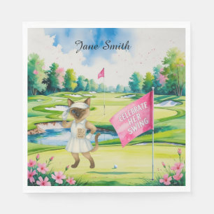 Golf Woman Tournament for Siamese Cat Golfer Napkins