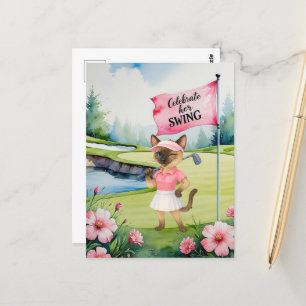 Golf Woman Tournament for Siamese Cat Golfer Postcard
