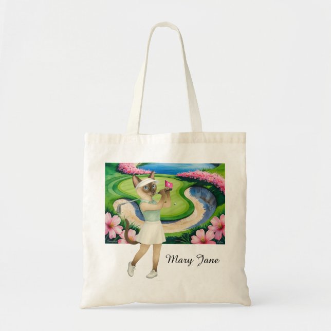 Golf Woman Tournament for Siamese Cat lovers Tote Bag (Front)