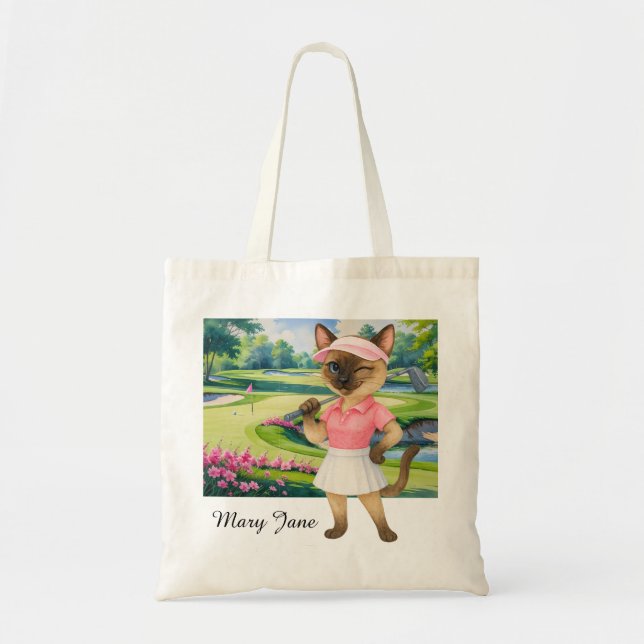 Golf Woman Tournament for Siamese Cat lovers Tote Bag (Front)
