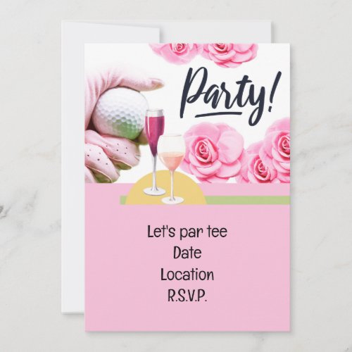 Golf Woman TOURNAMENT PARTY PINK THEME Invitation