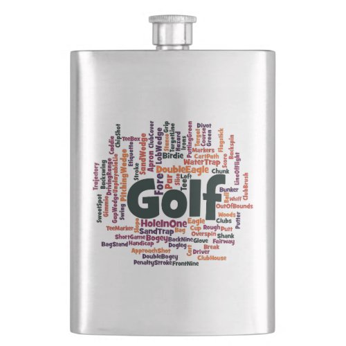 Golf Word Cloud Hip Flask