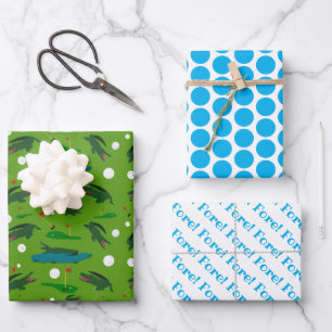 Golf Wrapping Paper Flat Sheet Set of 3