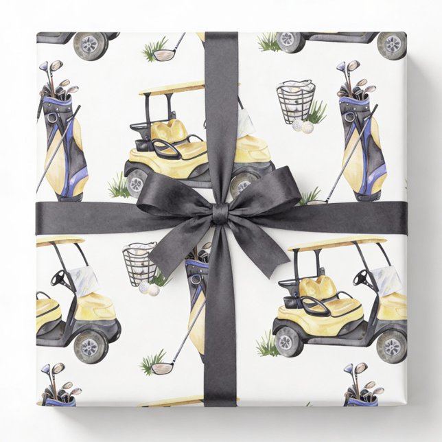 Golf Wrapping Paper, Golf Clubs Cart Gift Wrap (Creator Uploaded)