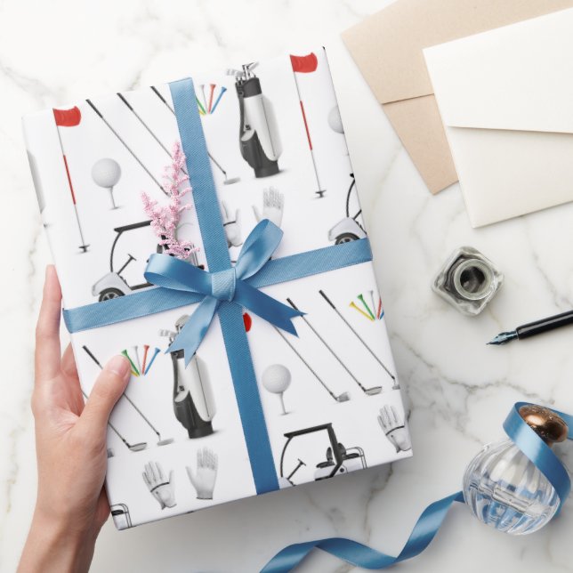 Golf Wrapping Paper, Golf Tee Club Gift Wrap (Gifting)