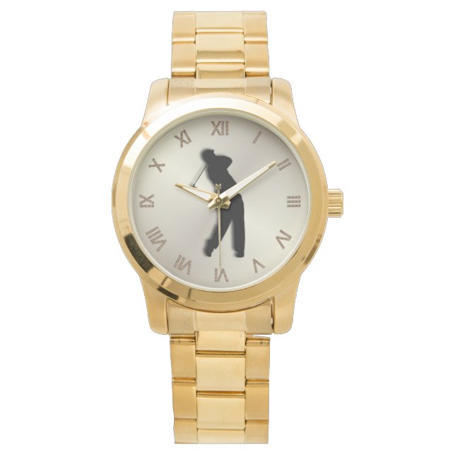 Golf Wrist Watch Brown Face Roman Numerals (Front)
