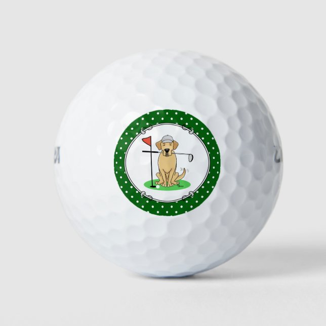 Golf Yellow Lab Labrador Retriever Dog (yel 3) Balls (Front)