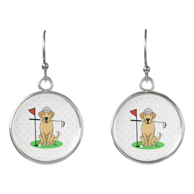 Golf Yellow Lab Labrador Retriever Dog (yel 3) Earrings (Front)