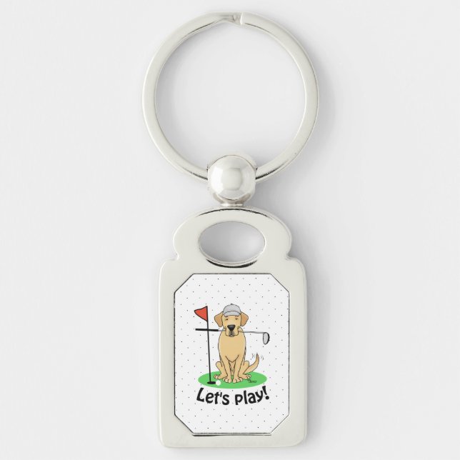 Golf Yellow Lab Labrador Retriever Dog (yel 3) Keychain (Front)