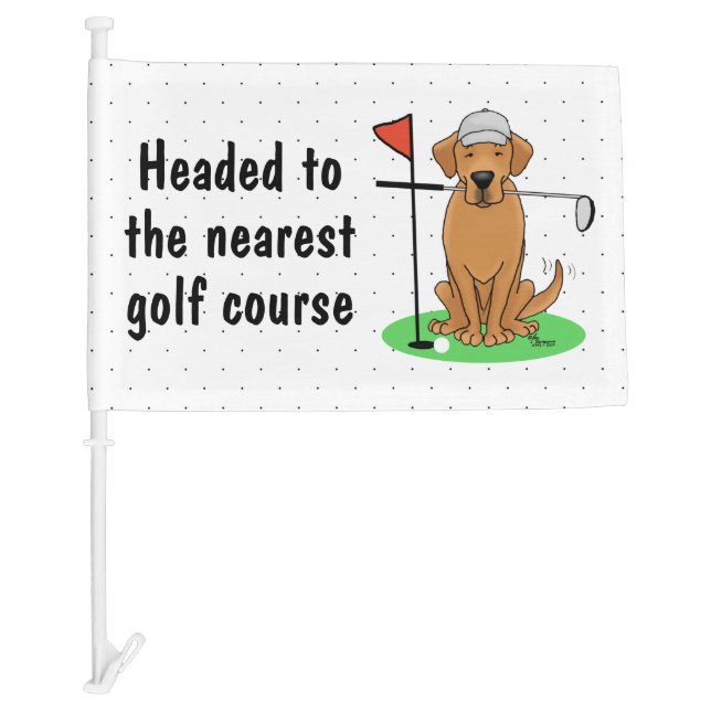 Golf Yellow Lab Labrador Retriever Dog(yellow 5) Car Flag (Front)
